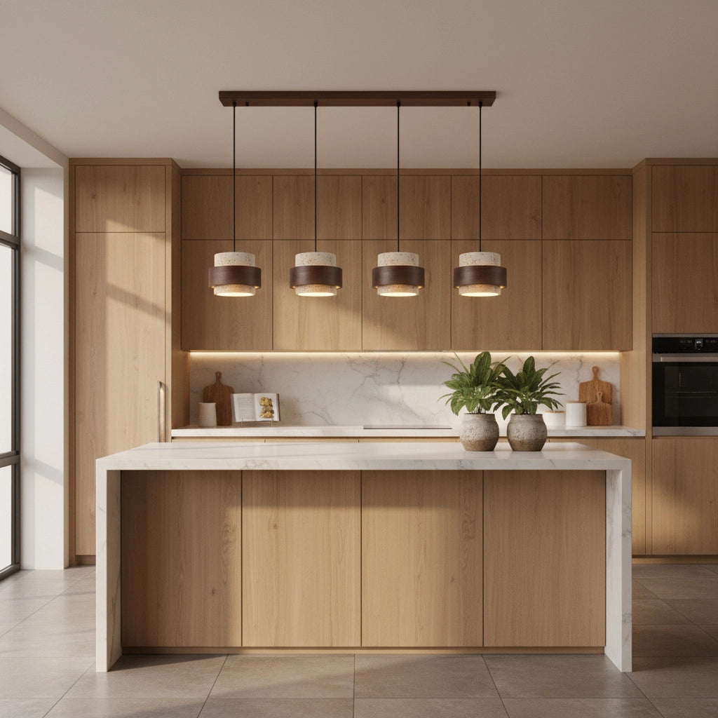 Suspension en pierre naturelle et bois – Style minimaliste contemporain