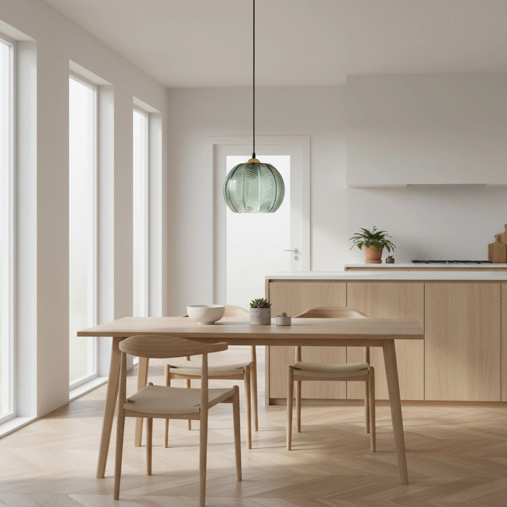 Suspension en verre motif feuille – style nordique moderne