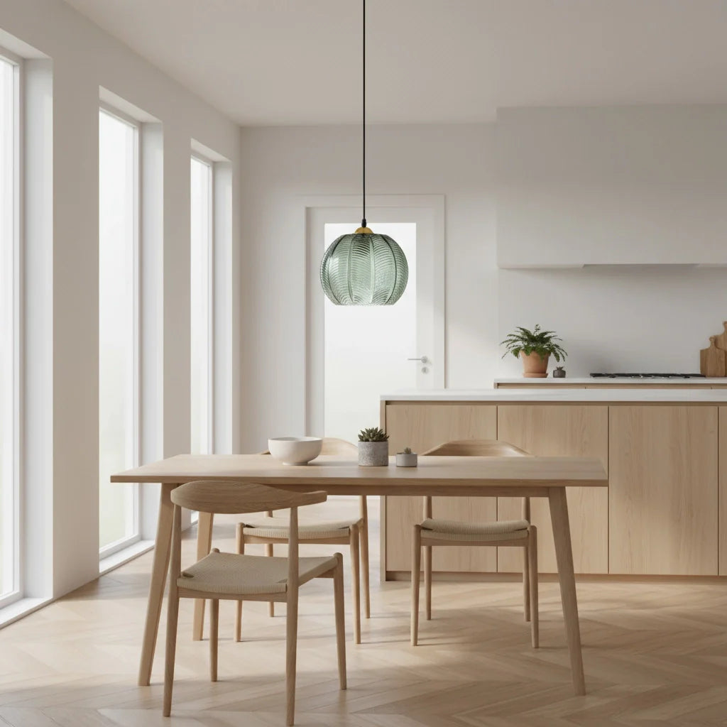 Leaf Pattern Glass Pendant Light – Modern Nordic Style