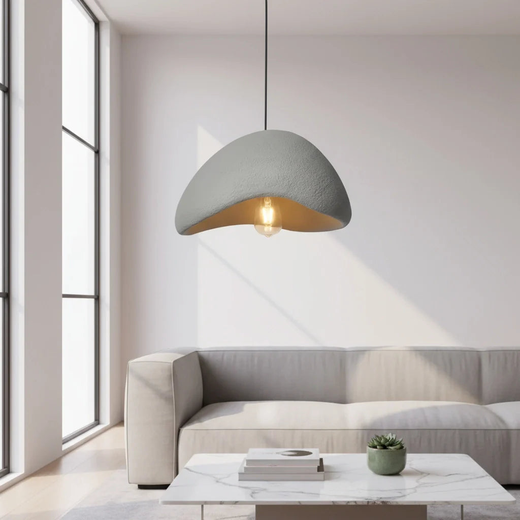 Sculptured Stone-Effect Wabi-Sabi Pendant Light