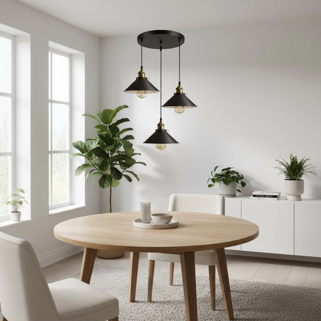 Suspension en métal noir – Style industriel rétro
