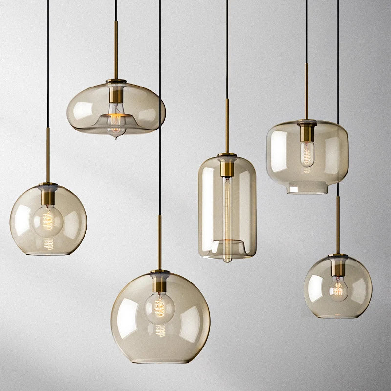 Nordic Glass Pendant Light – Modern Industrial Style