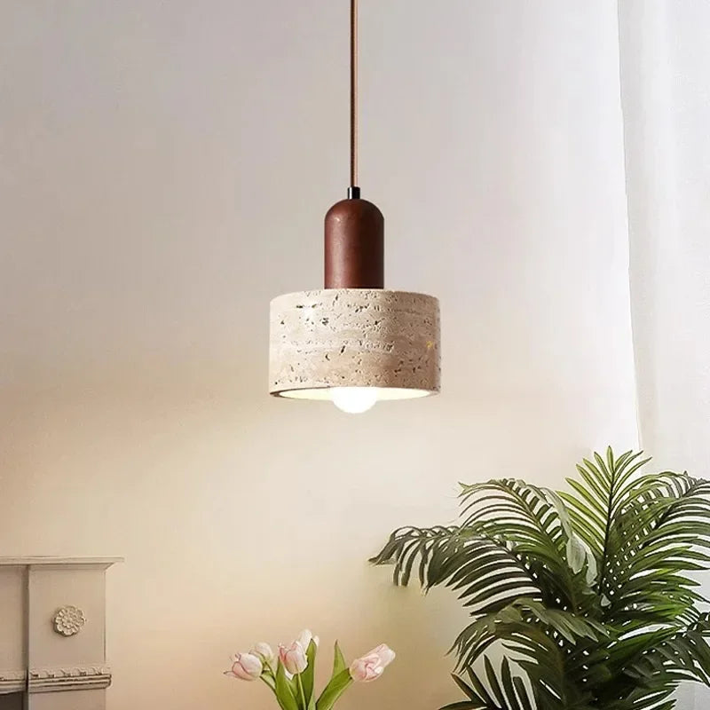 Travertine Stone Wabi-Sabi Pendant Light