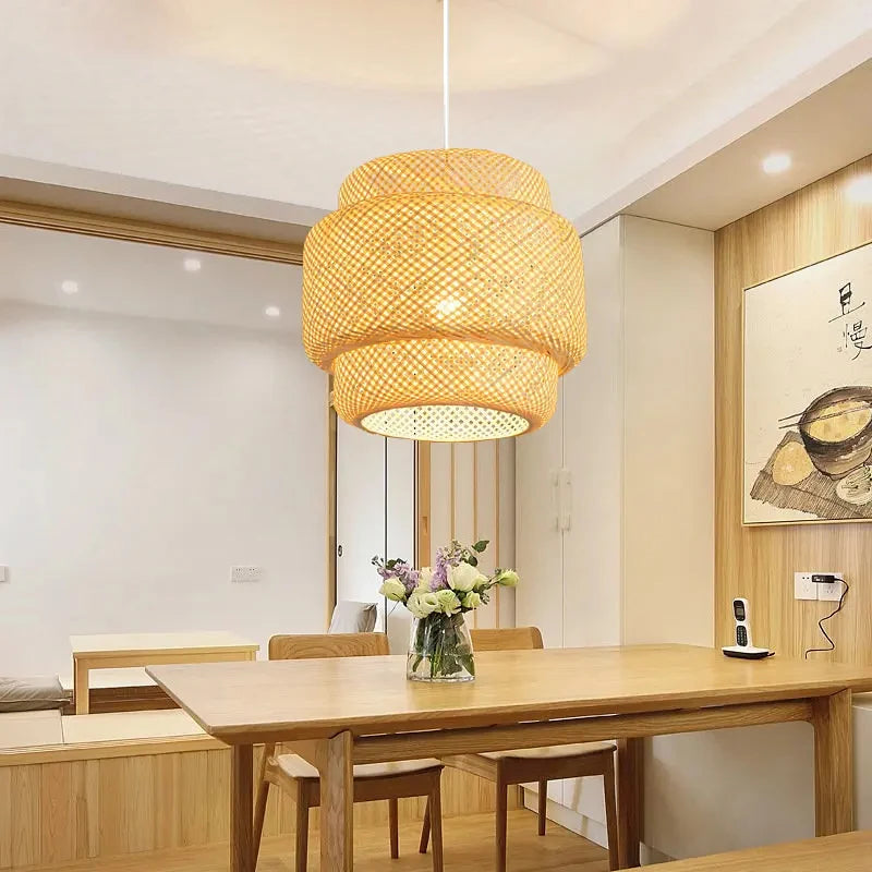 Woven Rattan Pendant Light – Natural Japandi Style