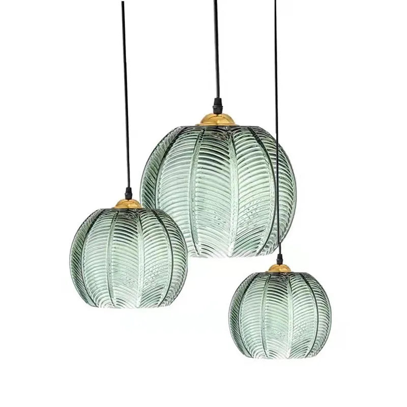 Leaf Pattern Glass Pendant Light – Modern Nordic Style