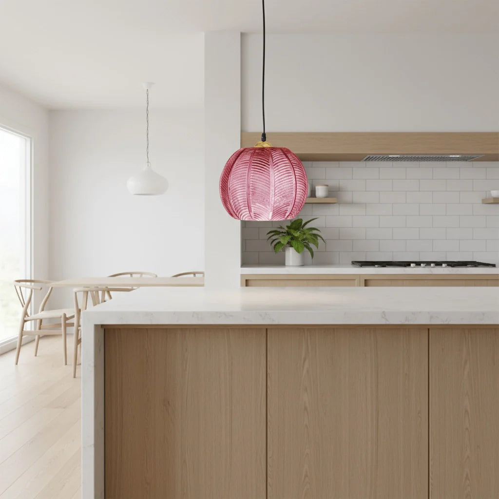 Leaf Pattern Glass Pendant Light – Modern Nordic Style