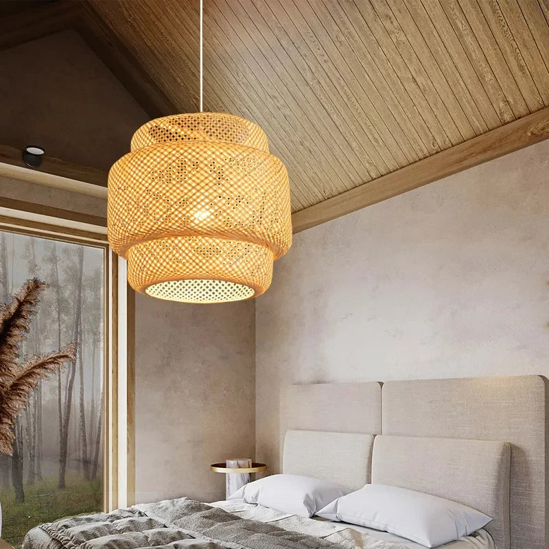 Woven Rattan Pendant Light – Natural Japandi Style