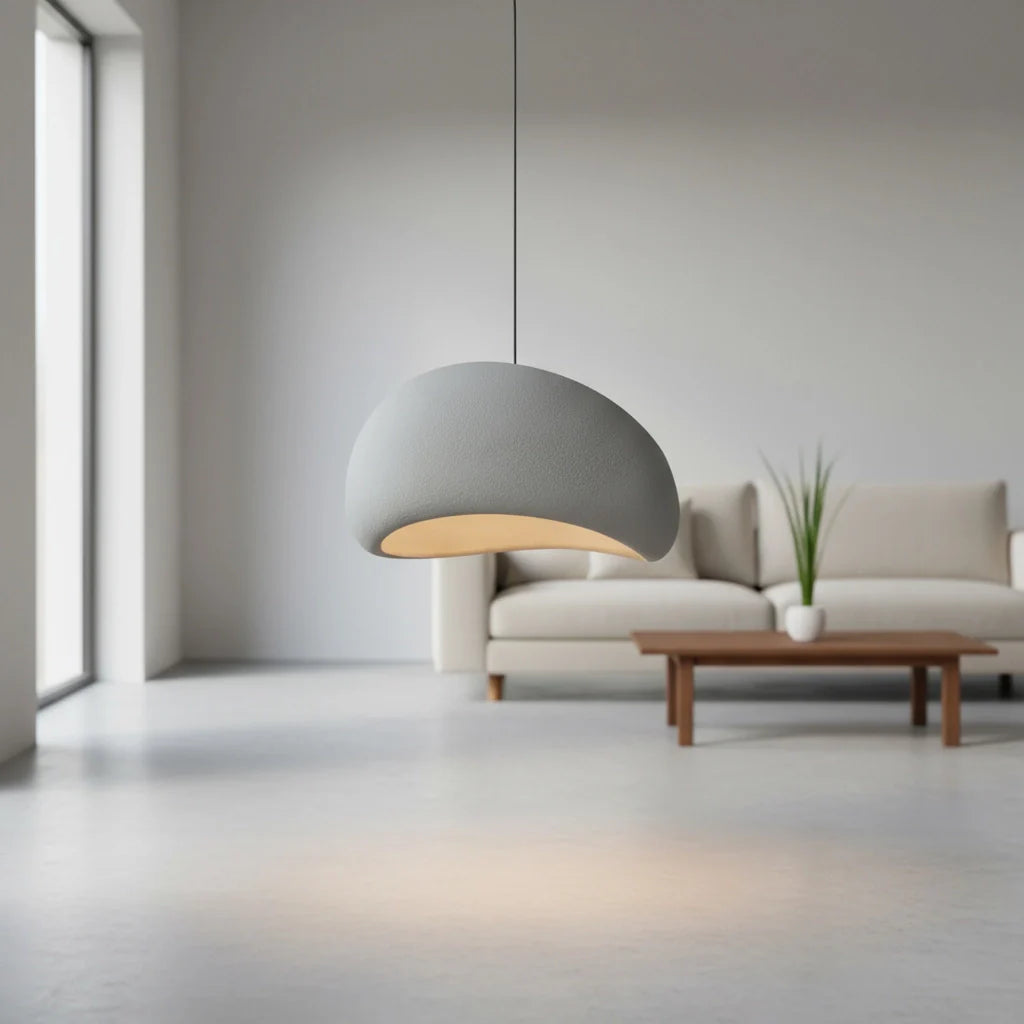 Sculptured Stone-Effect Wabi-Sabi Pendant Light