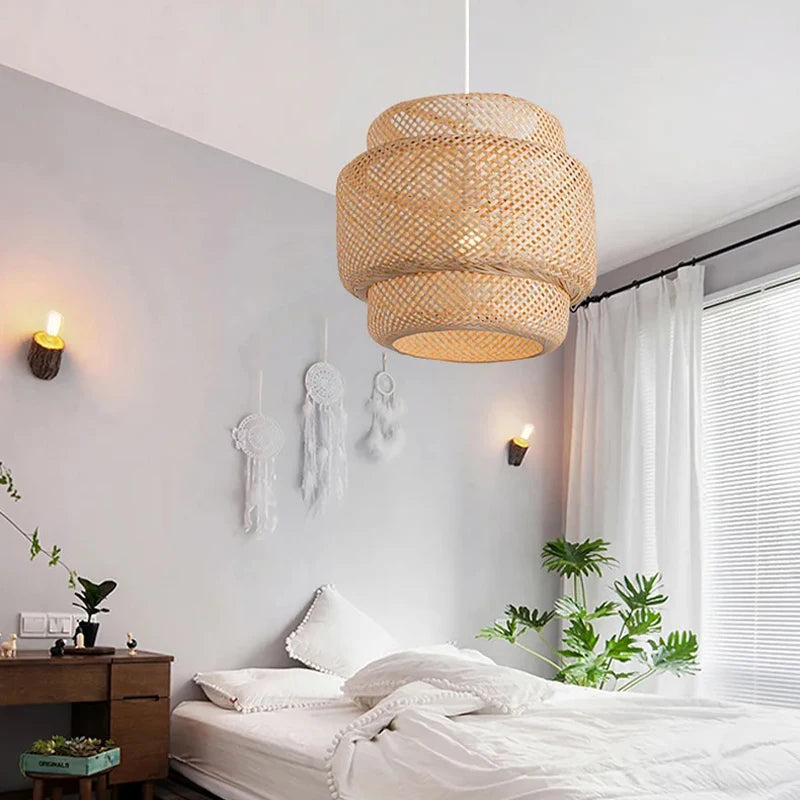 Woven Rattan Pendant Light – Natural Japandi Style