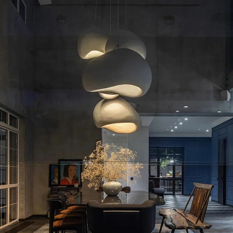 Sculptured Stone-Effect Wabi-Sabi Pendant Light
