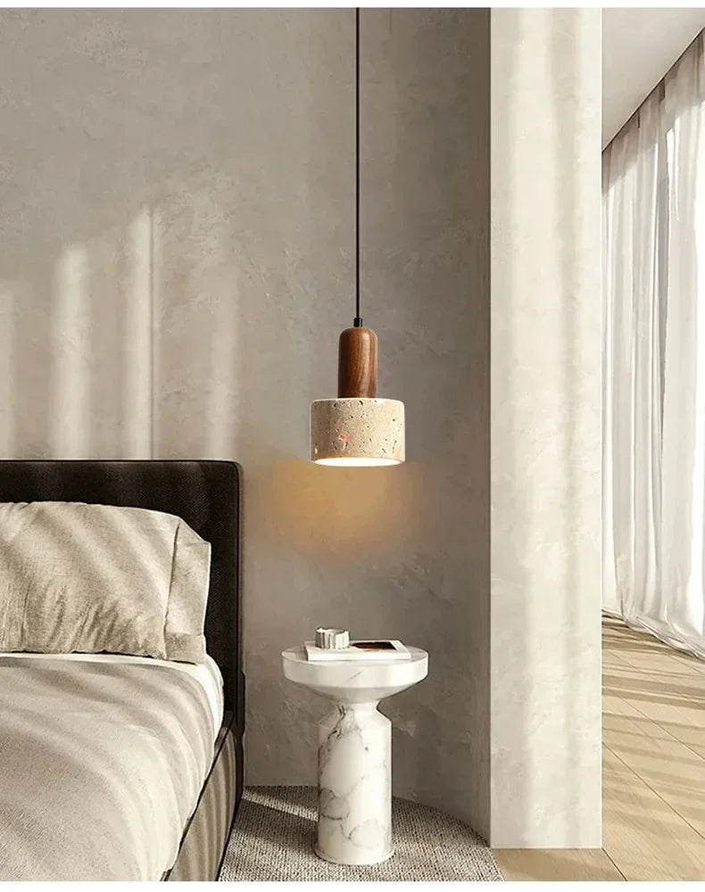 Travertine Stone Wabi-Sabi Pendant Light