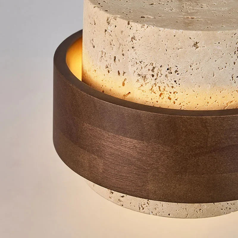 Natural Stone & Wood Pendant Light – Contemporary Minimalist Style