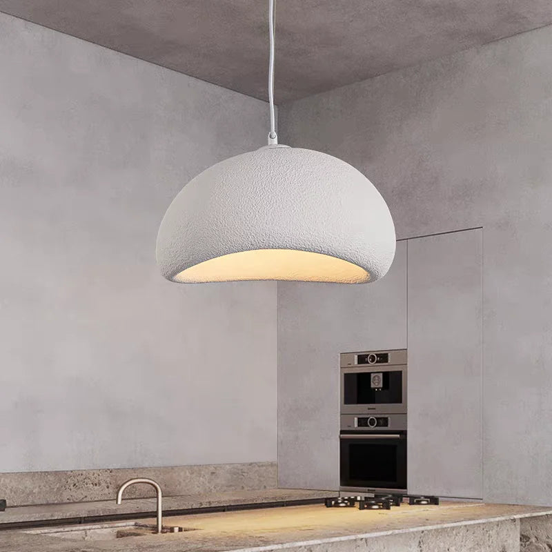 Sculptured Stone-Effect Wabi-Sabi Pendant Light