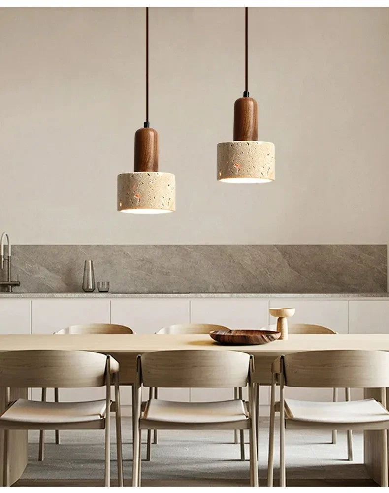 Travertine Stone Wabi-Sabi Pendant Light