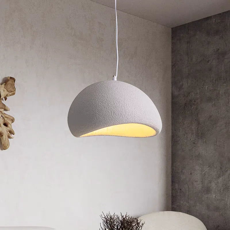 Sculptured Stone-Effect Wabi-Sabi Pendant Light
