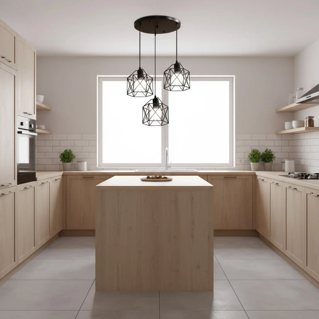 3-Light Industrial Vintage Metal Pendant Light – Black E27