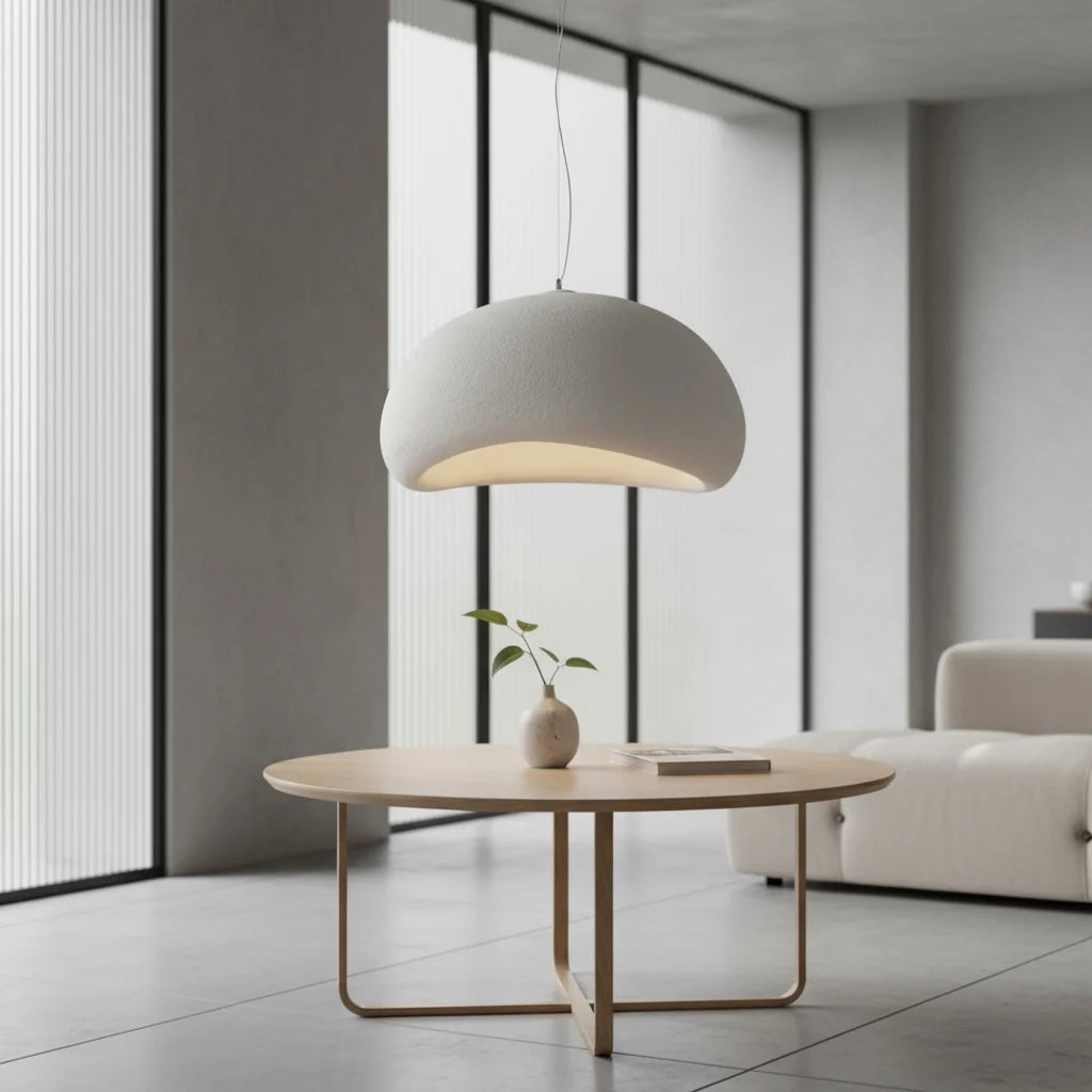 Sculptured Stone-Effect Wabi-Sabi Pendant Light