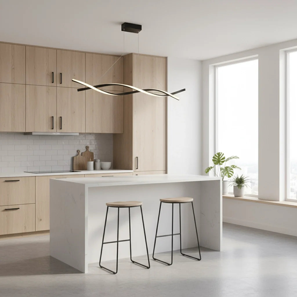 Sculptural Linear Pendant Light – Aluminium & Glass Contemporary Design