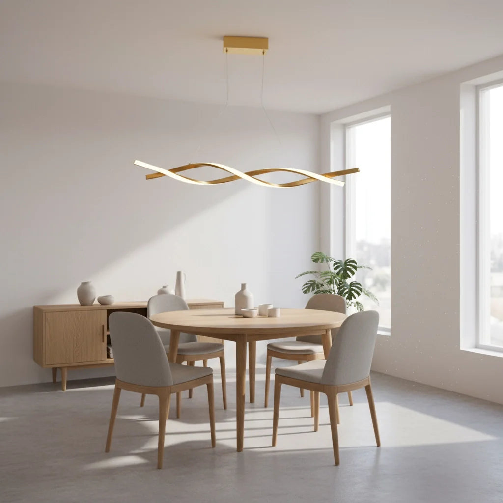 Sculptural Linear Pendant Light – Aluminium & Glass Contemporary Design