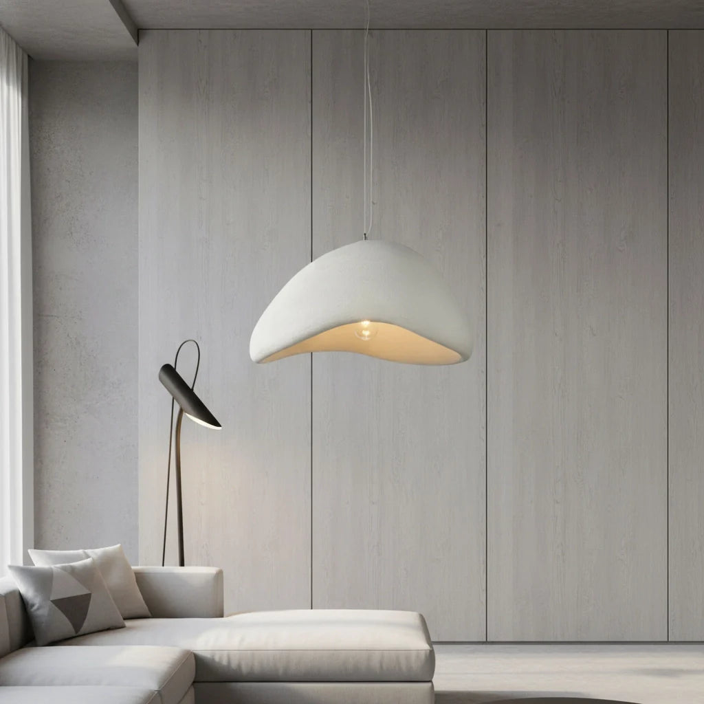 Sculptured Stone-Effect Wabi-Sabi Pendant Light